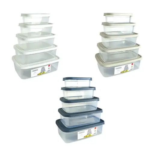 [531766] SET HERMETICOS TRENDY x5 400ML 740ML 1.2LT 1.9LT 2.7LT ( SA-891 )