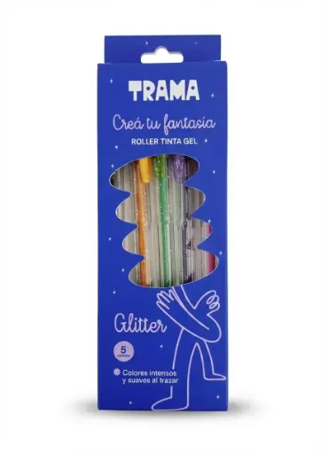 [531823] LAPICERA ROLLER GEL TRAMA 1.0MM X5 GLITTER E/ CJ