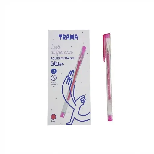 [531837] LAPICERA ROLLER GEL TRAMA 1.0MM ROSA GLITTER 
