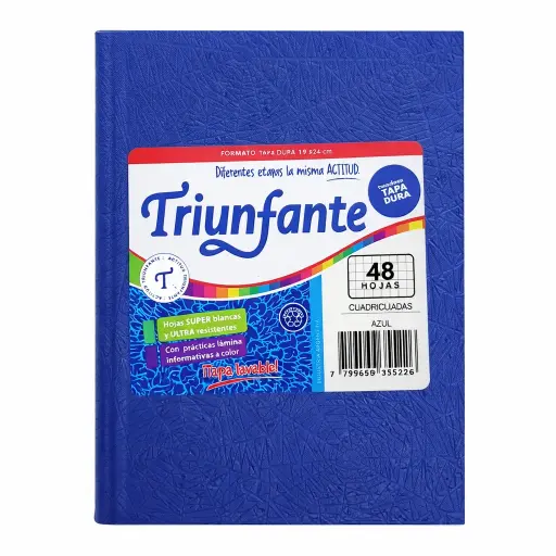 [536316] CUADERNO TRIUNFANTE T/DURA ARAÑA X48HJS CUADRICULADO AZUL