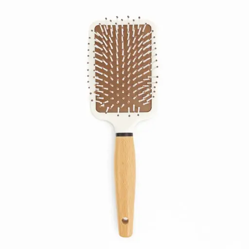 [536375] CEPILLO P/ CABELLO RECTANGULAR MANGO MADERA 25X8CM E/ BO ( DL16749 )