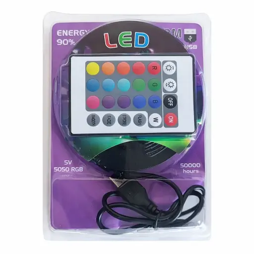 [536639] LED TIRA MULTICOLOR USB C/ CONTROL 2MT E/ BL ( NC6406 )