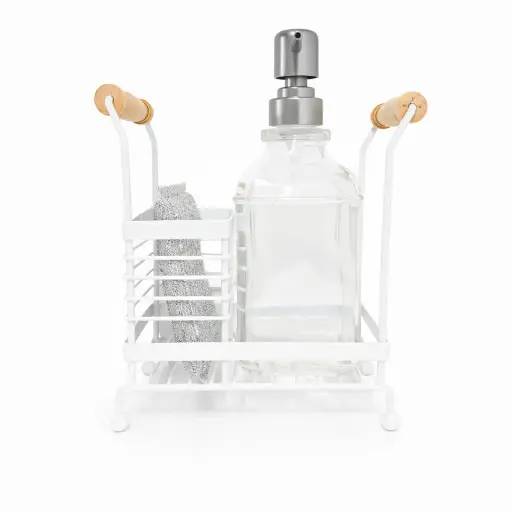 DISPENSER VIDRIO P/ JABON Y ESPONJA C/ BASE METALICA E/ CJ ( 040-3 )