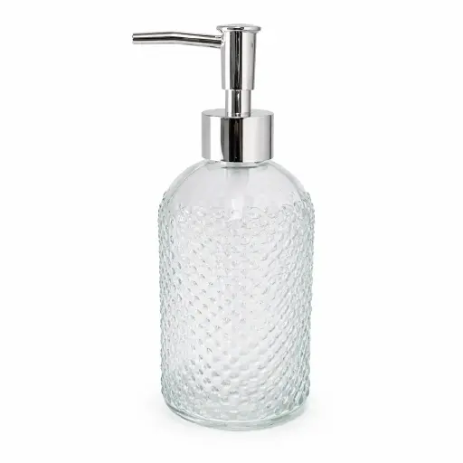 [536790] DISPENSER P/ JABON VIDRIO LABRADO ROMBOS 350ML ( B4185 )