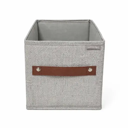 CAJA PLEGABLE FORRADA TELA C/ MANIJA CUERO 18 X 36 X 18CM E/ BO ( 027-5N / 027-5G ) 