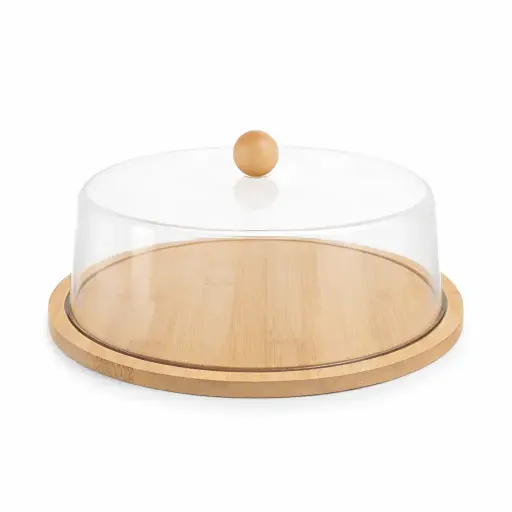 [536849] CAMPANA REDONDA ACRILICA C/ PLATO BAMBOO 28CM ( A2254 / C6515 )