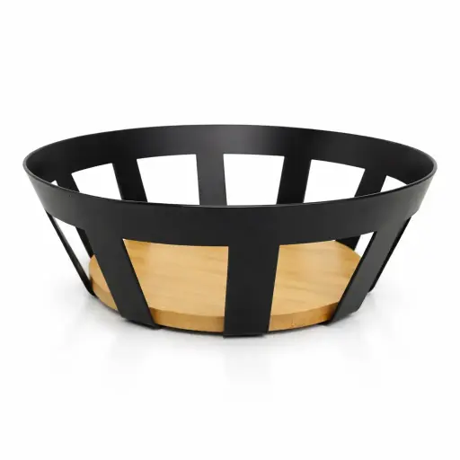 [536904] CESTA DE HIERRO C/ BASE DE BAMBU 23 X 7.3CM ( DR0271 )