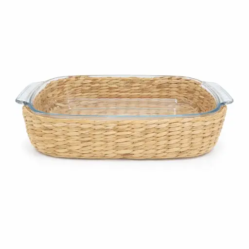 [536919] FUENTE VIDRIO RECTANGULAR 2LTS C/ BASE MIMBRE ( CA5574Z )