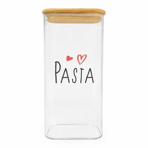 [536991] FRASCO DE VIDRIO PASTA C/ TAPA BAMBU 12 X 8 X 25CM ( BCF12825D )