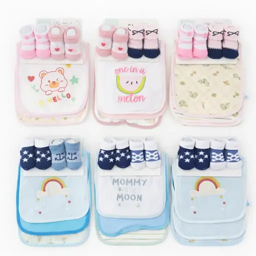 [537008] SET ROPA BEBE BABERO X3 Y ESCARPINES X2 E/ CT ( NS425039 )