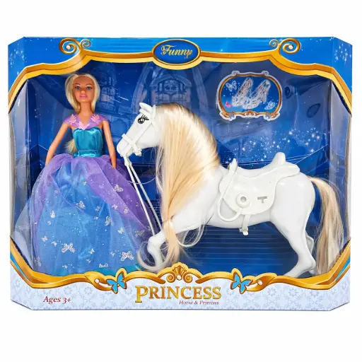 [537177] MUÑECA PRINCESA C/ CABALLO 28CM E/ CJ ( SD18395Z2 / K887-68 )