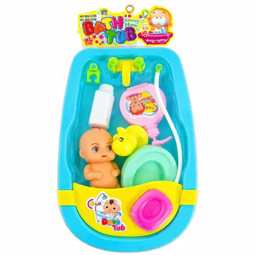 [537211] BEBE C/ BAÑERA Y ACCESORIOS E/ BL ( SD10200 / 669-222B / 669-333B )