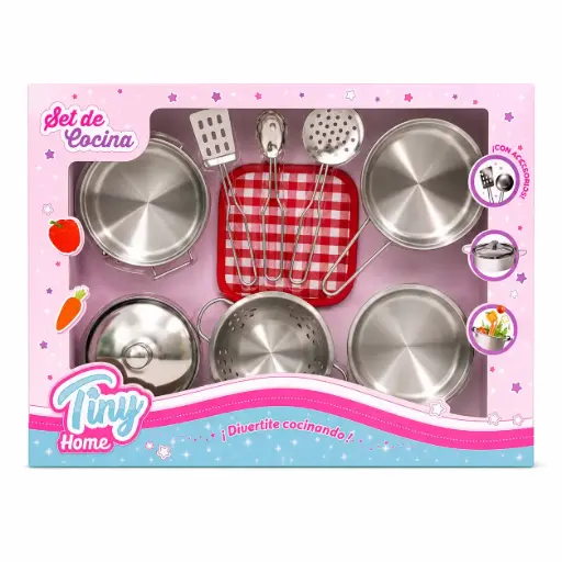 [537289] SET COCINA TINY HOME ACERO C/ ACCESORIOS X9 E/ CJ ( 56691 )