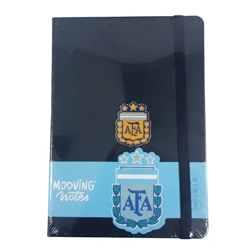 [537775] CUADERNO A5 AFA T/ DURA C/ ELASTICO + STICKERS X 96HJS RAYADO ( 1246229 )
