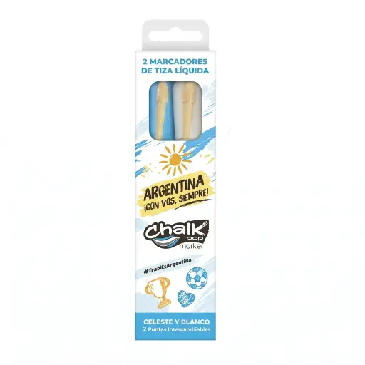 [537795] MARCADOR TRABI TIZA LIQUIDA CELESTE Y BLANCO X2 E/ CJ ( 37291 / TR99641 )