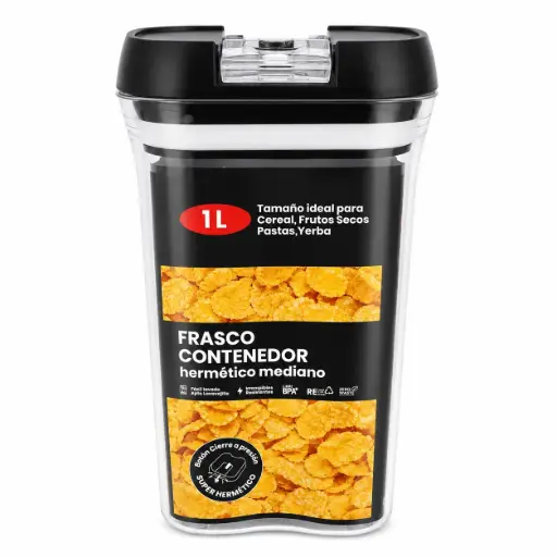 [537929] FRASCO CONTENEDOR HERMETICO TAPA NEGRA 1LTS ( 8624 )