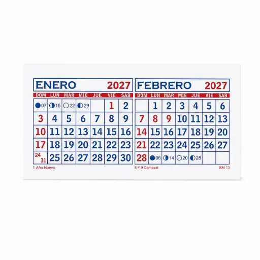 [538521] CALENDARIO BIMENSUAL N°13 2027 13 X 7.5CM ( BM-13 )