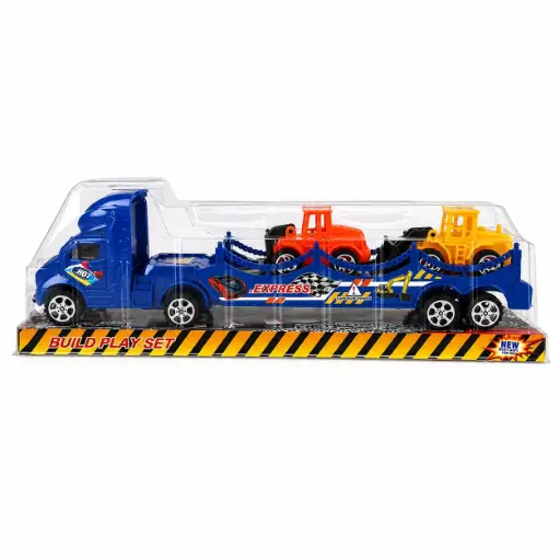 [538695] CAMION C/ TRAILER A FRICCION Y 2 VEHICULOS 31CM E/ BL ( 50221 )