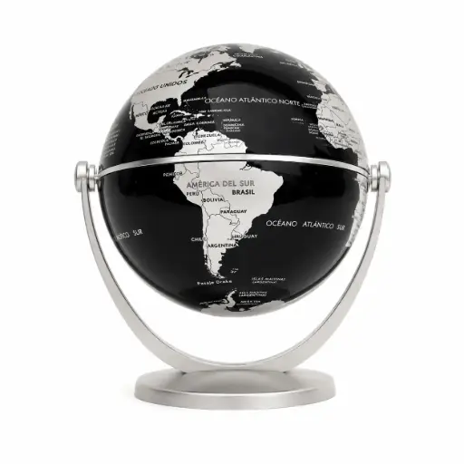 [538870] GLOBO TERRAQUEO MULTIGIRO NEGRO Y PLATEADO 10CM E/ CJ ( 107P )