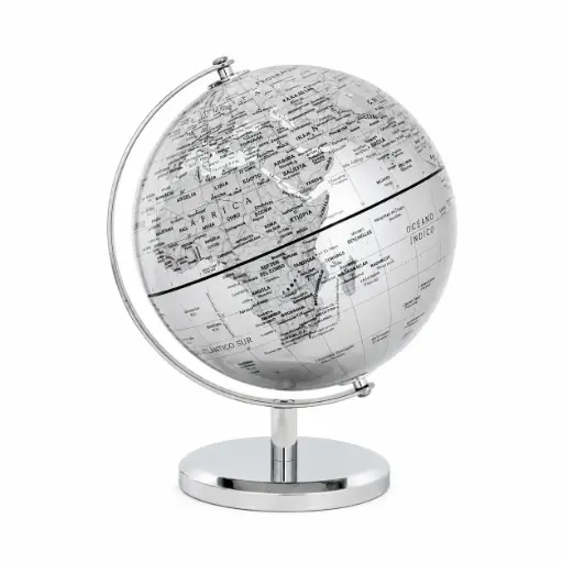 [538871] GLOBO TERRAQUEO PLATEADO BASE METALICA E/ CJ ( 141M )