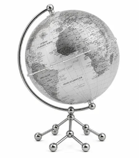 [538876] GLOBO TERRAQUEO POLITICO CRISTAL Y PLATA 20CM E/ CJ ( TOKIO )