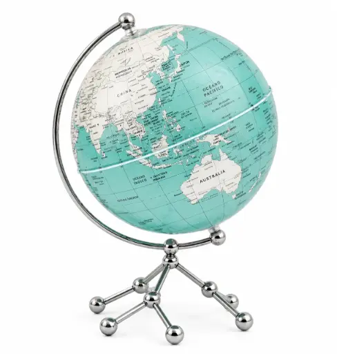 [538877] GLOBO TERRAQUEO CELESTE Y BLANCO C/ LUZ 20CM E/ CJ ( SHANGHAI )