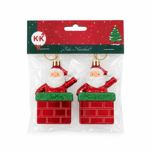 [539248] ADORNO NAVIDEÑO PAPA NOEL CHIMENEA 6CM X2 E/ BO ( NS441920 )