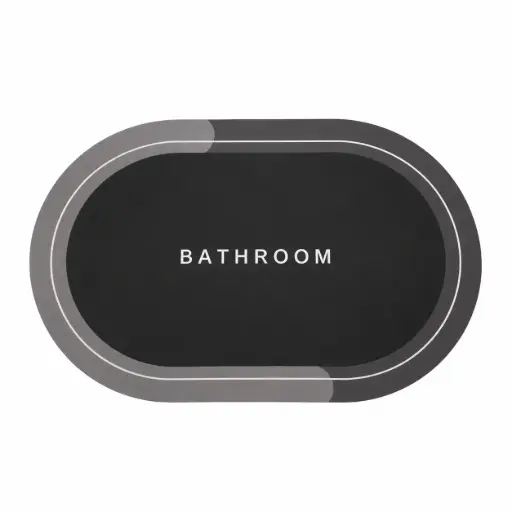 [539391] ALFOMBRA DE BAÑO OVALADA NEGRA/ GRIS 58 X 38CM ( B0280 )