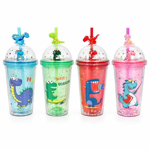 [539409] VASO PLASTICO DINO C/ SORBETE 450ML E/ CJ ( CH260-79-12 )