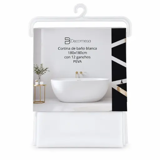 [539424] CORTINA DE BAÑO PLASTICA BLANCA 180 X 180CM ( E0094BL )
