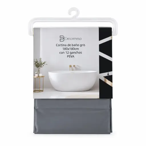 [539425] CORTINA DE BAÑO PLASTICA GRIS 180 X 180CM ( E0094G )
