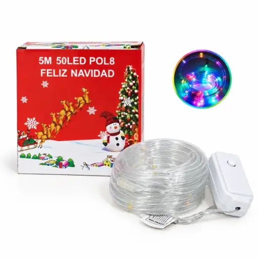 [539451] LUCES LED MANGUERA FINA MULTICOLOR X50 X 5MTS E/ CJ ( POL-8 )