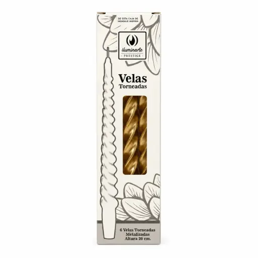 [540800] VELA TORNEADA METALIZADA 20CM X6 E/ CJ ( 134Ñ )