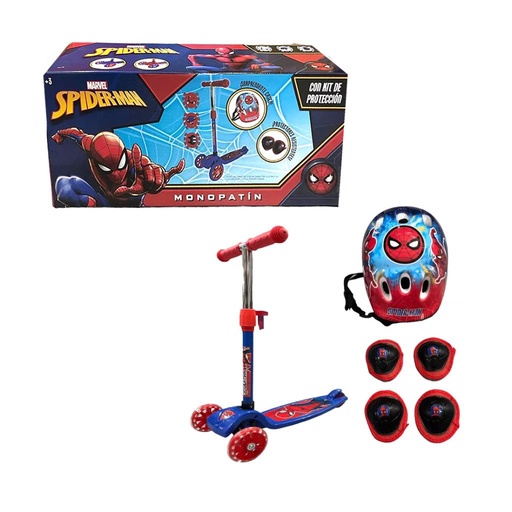 [100440] MONOPATIN PLEGABLE SPIDERMAN C/ KIT DE PROTECCION E/CJ ( 12203 )