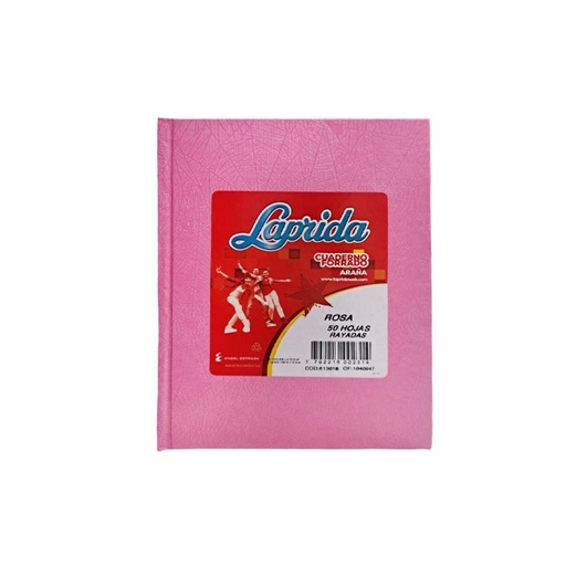 [104939] *CUADERNO LAPRIDA T/ DURA ARAÑA x 50HJS RAYAD ROSA