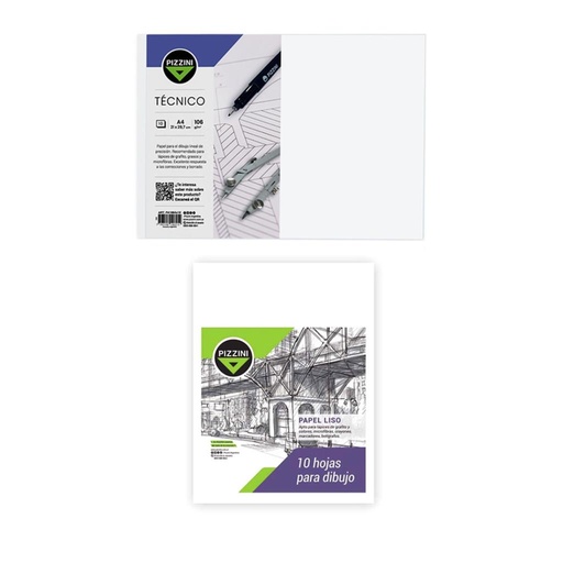 [106083] PAPEL DE DIBUJO PIZZINI A4 106GRS X 10HJS ( PA106AX10 )