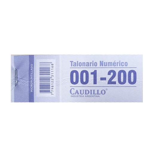 [106259] TALONARIO NUMEROS DEL 1 AL 200
