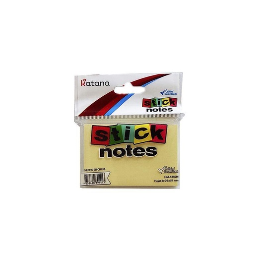 [112463] NOTAS ADHESIVAS KATANA 76MM X 51MM X100 E/BO ( 515080 )