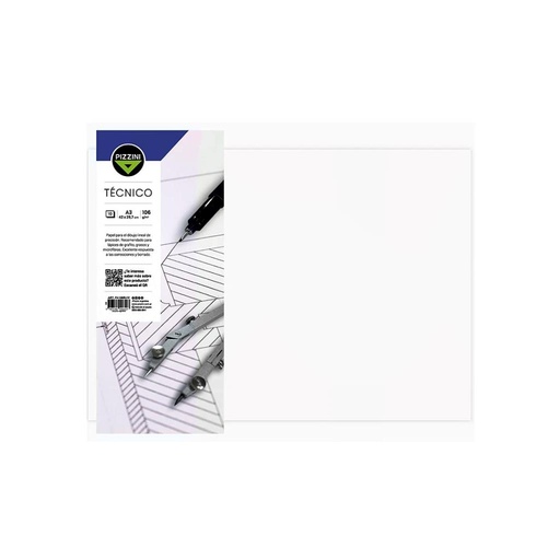 [117886] PAPEL DE DIBUJO PIZZINI A3 106GRS X 10HJS ( PA106BX10 )