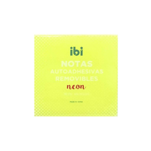 [136729] NOTAS ADHESIVAS IBI AMARILLO NEON 76 X 76MM X 100HJS