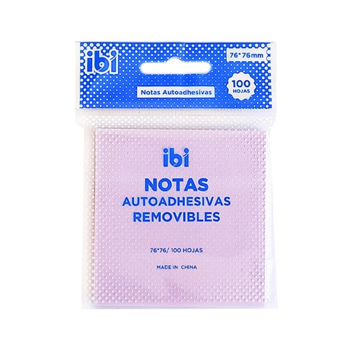 [138940] NOTAS ADHESIVAS IBI LILA PASTEL 76 X 76MM X100HJS ( 21403 )