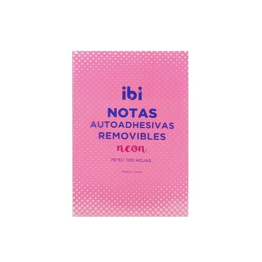 [140007] NOTAS ADHESIVAS IBI ROSA NEON 76 X 51MM X 100HJS