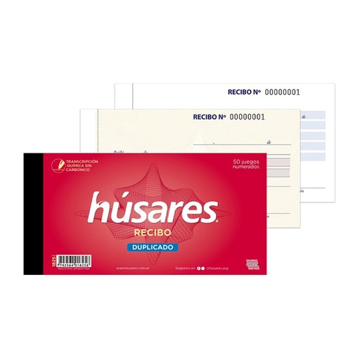 [146167] TALONARIO RECIBO C/ DUPLICADO HUSARES X50 ( 1825 )