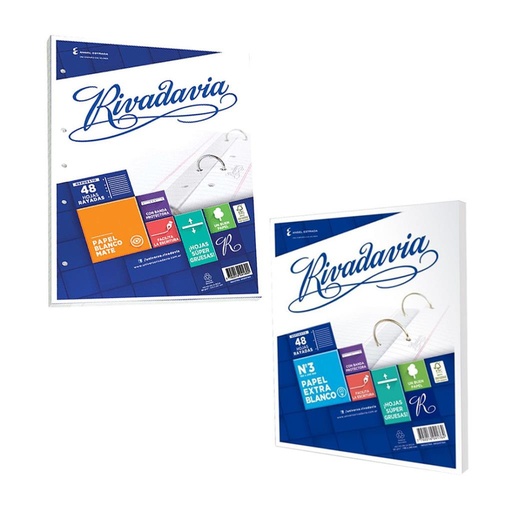[150281] REPUESTO DE HOJAS RIVADAVIA Nº3 x 48HJS RAYAD