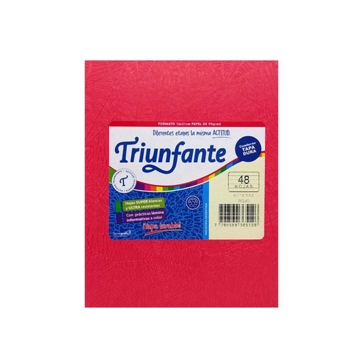 [159257] CUADERNO TRIUNFANTE T/ DURA ARAÑA X48 HJS RAYADO ROJO