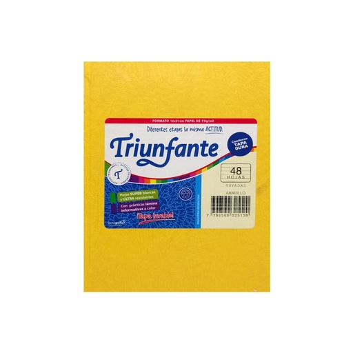 [159290] CUADERNO TRIUNFANTE T/ DURA ARAÑA 48HJS RAYAD AMARILLO