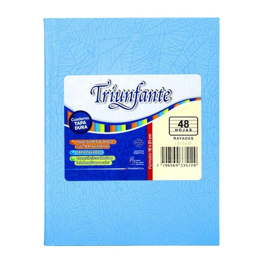 [159301] CUADERNO TRIUNFANTE T/DURA ARAÑA X48HJS RAYADO CELESTE