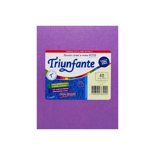 [159323] CUADERNO TRIUNFANTE T/DURA ARAÑA X48HJS RAYADO LILA