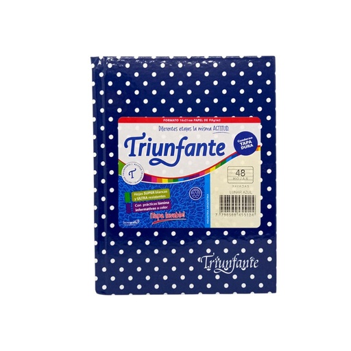 [159389] CUADERNO TRIUNFANTE T/DURA LUNARES X48HJS RAYADO AZUL
