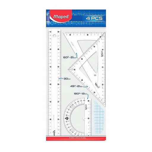 [160434] SET DE REGLAS MAPED 30cm x 4pzs e/Bo ( 242830 )